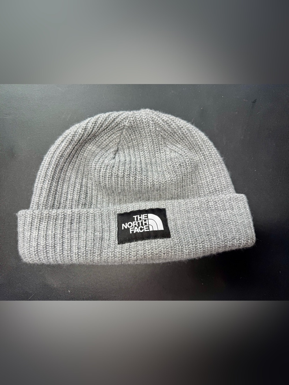 The North Face Men's Light Gray Ribbed Cuff Beanie